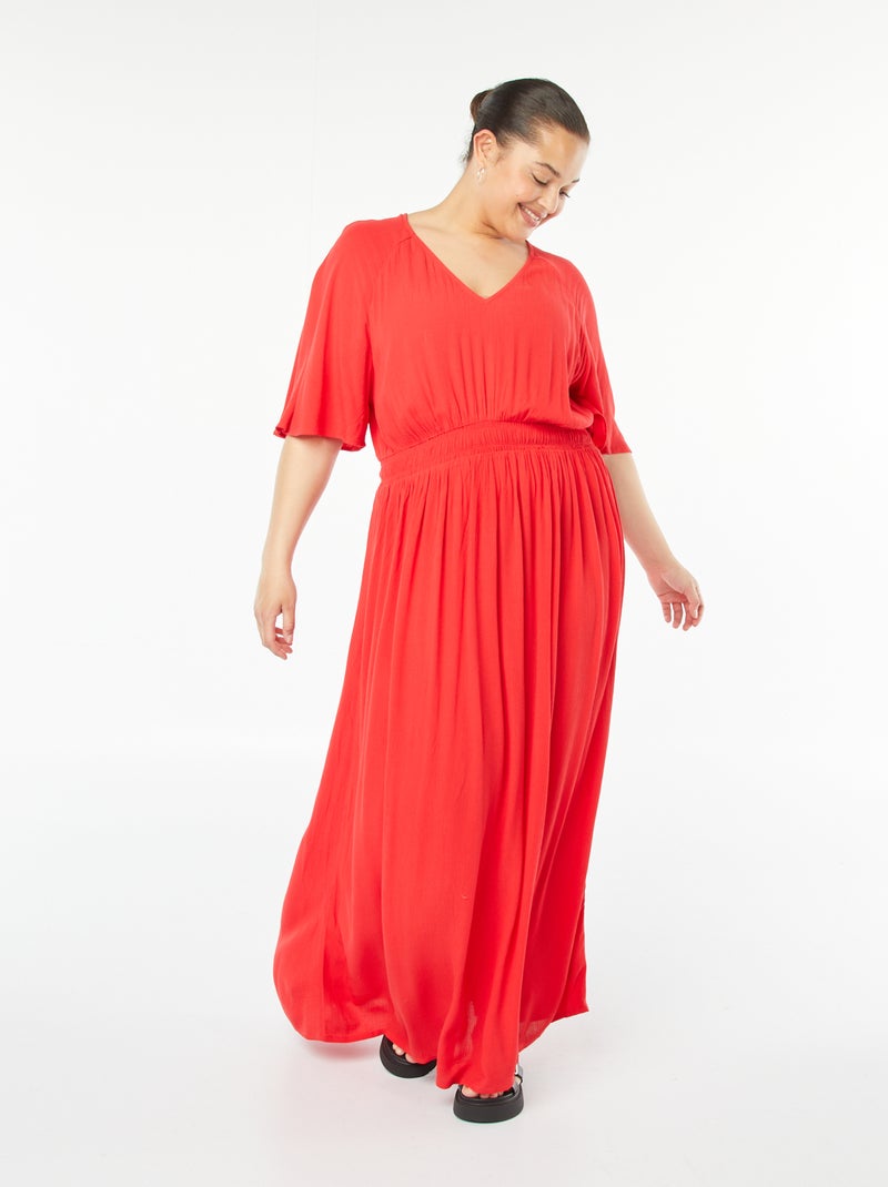 Vestido largo de punto de crepé Rojo - Kiabi