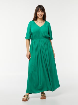 Vestido largo de punto de crepé