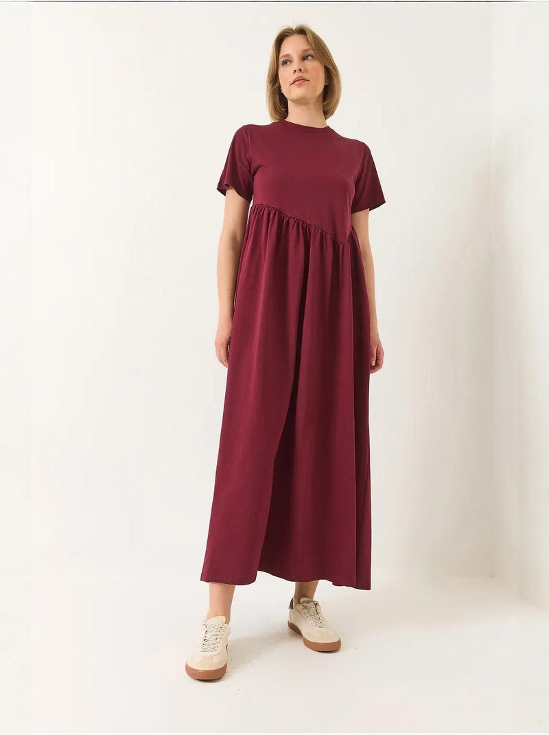 Vestido largo de punto fruncido lucci Rojo burdeos - Kiabi