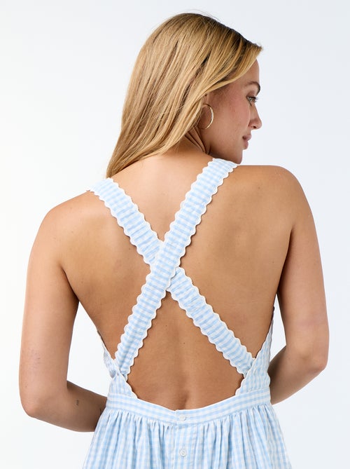 Vestido largo de punto gofrado con tirantes cruzados - Kiabi