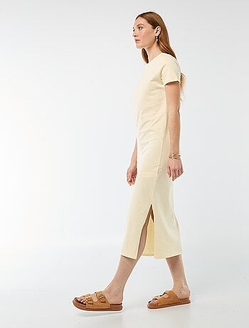 Vestido largo de punto manga corta