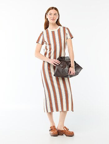 Vestido largo de punto manga corta