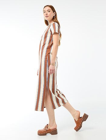 Vestido largo de punto manga corta