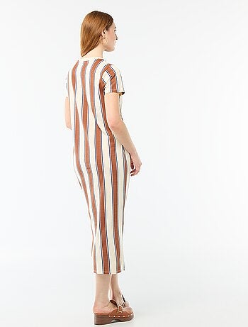 Vestido largo de punto manga corta