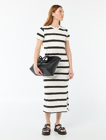 Vestido largo de punto manga corta