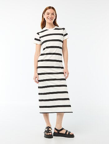 Vestido largo de punto manga corta