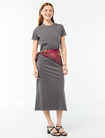 Vestido largo de punto manga corta