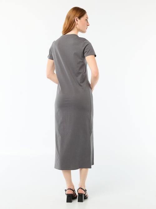 Vestido largo de punto manga corta - Kiabi