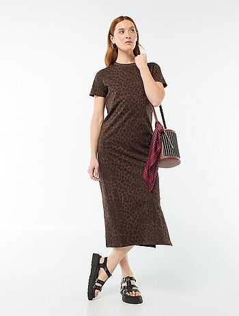 Vestido largo de punto manga corta