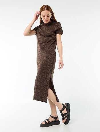 Vestido largo de punto manga corta