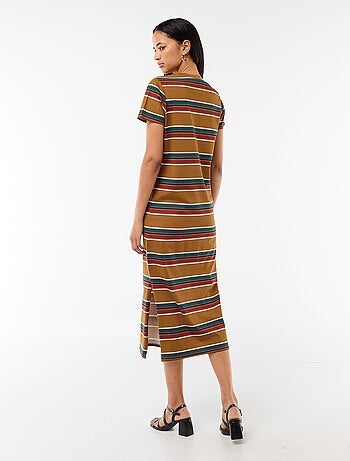 Vestido largo de punto manga corta