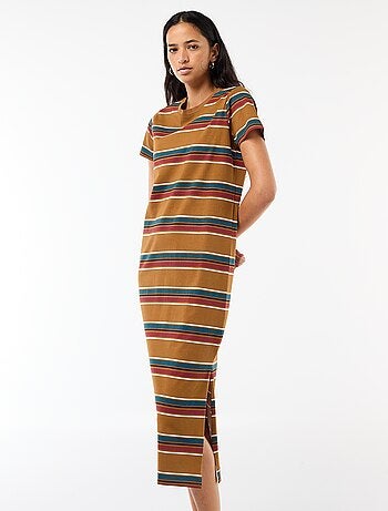 Vestido largo de punto manga corta