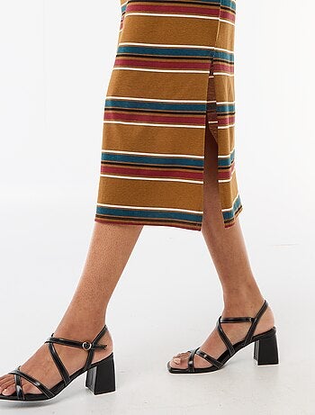 Vestido largo de punto manga corta