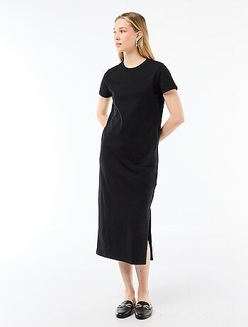 Vestido largo de punto manga corta