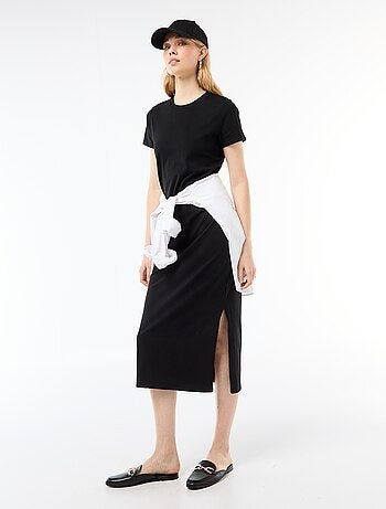 Vestido largo de punto manga corta