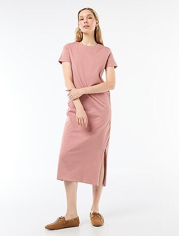 Vestido largo de punto manga corta