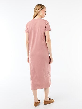 Vestido largo de punto manga corta