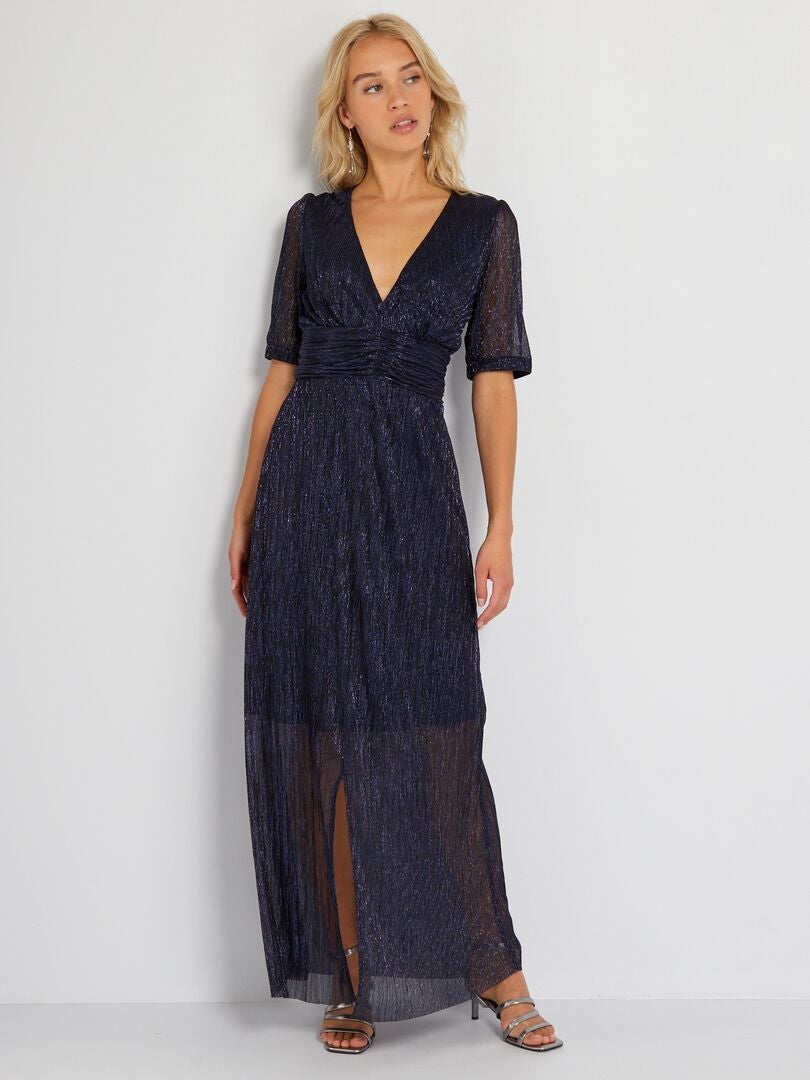 Vestido largo de punto plisado LUR PÚRPURA - Kiabi