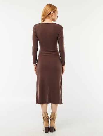 Vestido largo de punto suave liso