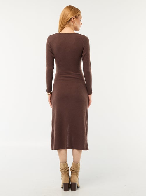 Vestido largo de punto suave liso - Kiabi Vestido largo de punto suave liso - Kiabi