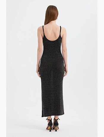 Vestido largo de tejido liso con tirantes finos hiccup