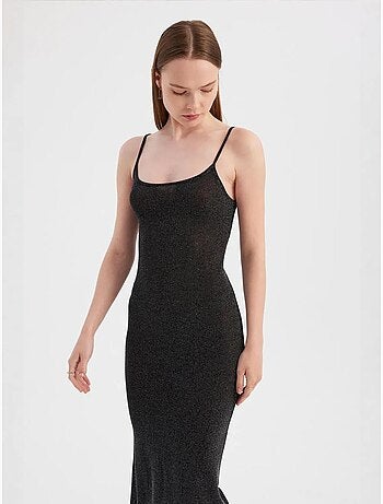 Vestido largo de tejido liso con tirantes finos