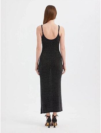 Vestido largo de tejido liso con tirantes finos