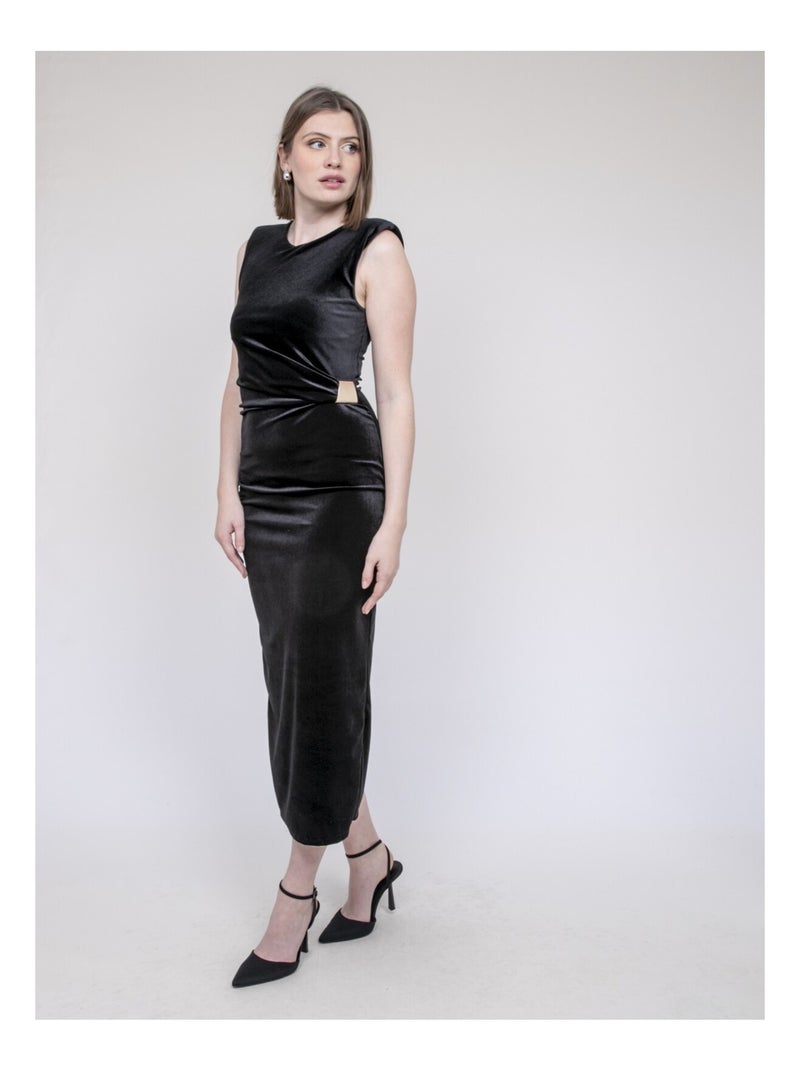 Vestido largo de terciopelo ICASSIE Negro - Kiabi