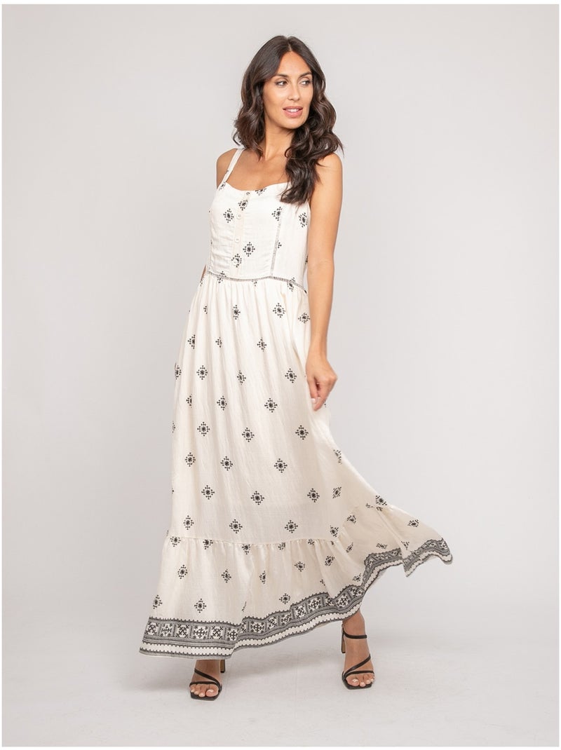 Vestido largo de tirantes estampado ILKANIE Negro - Kiabi