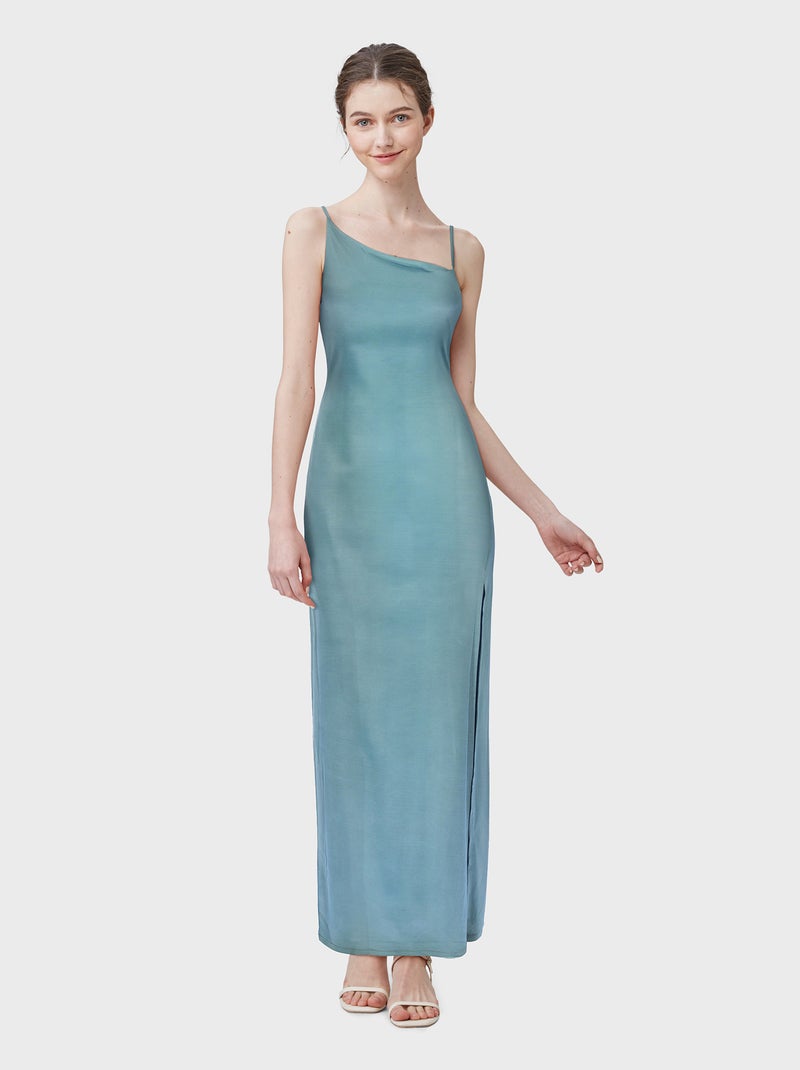 Vestido largo de tirantes finos AZUL - Kiabi