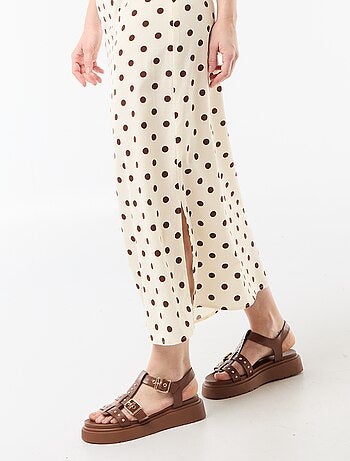 Vestido largo de tirantes finos con lunares