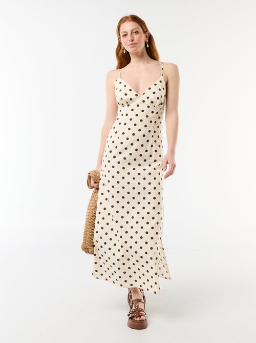 Vestido largo de tirantes finos con lunares - Kiabi