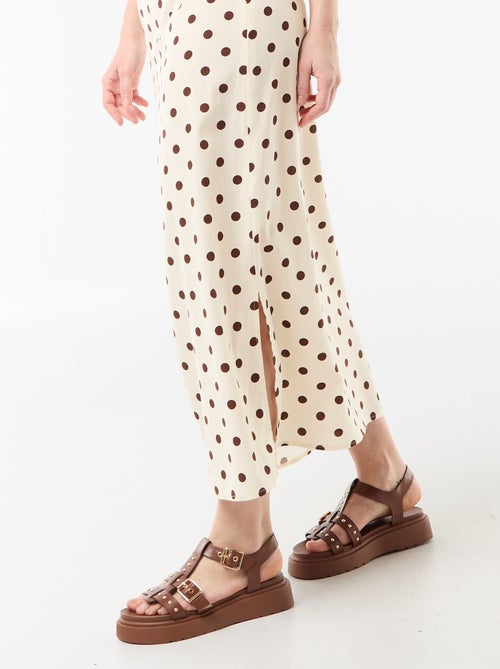 Vestido largo de tirantes finos con lunares - Kiabi