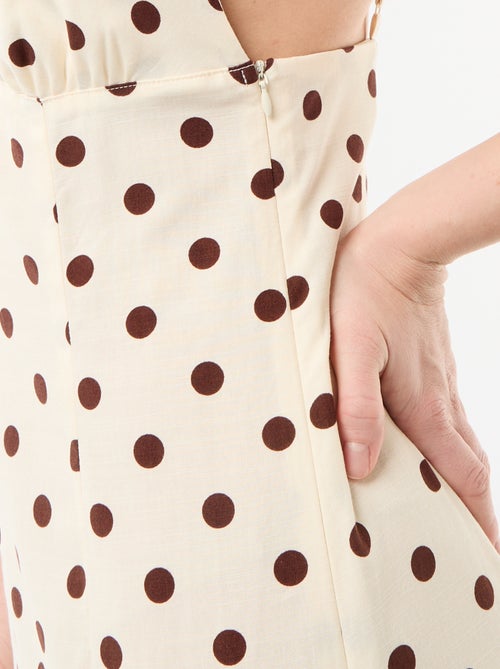 Vestido largo de tirantes finos con lunares - Kiabi