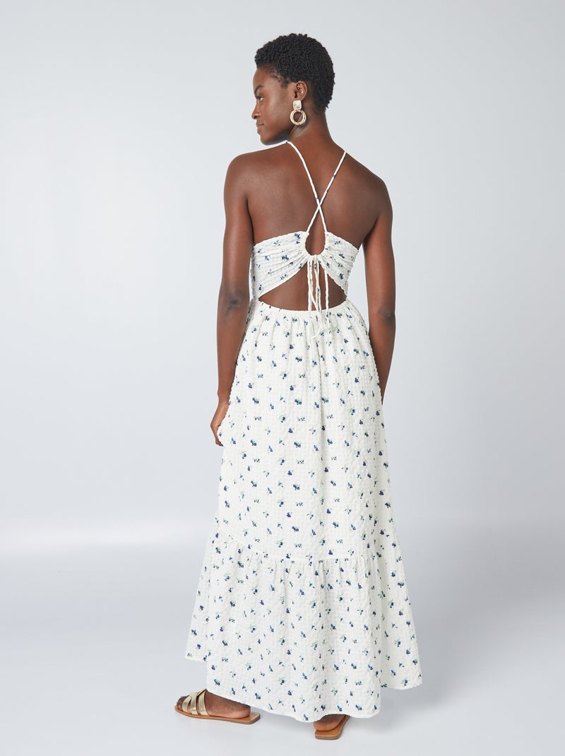 Vestido largo de tirantes finos estampado BLANCO - Kiabi