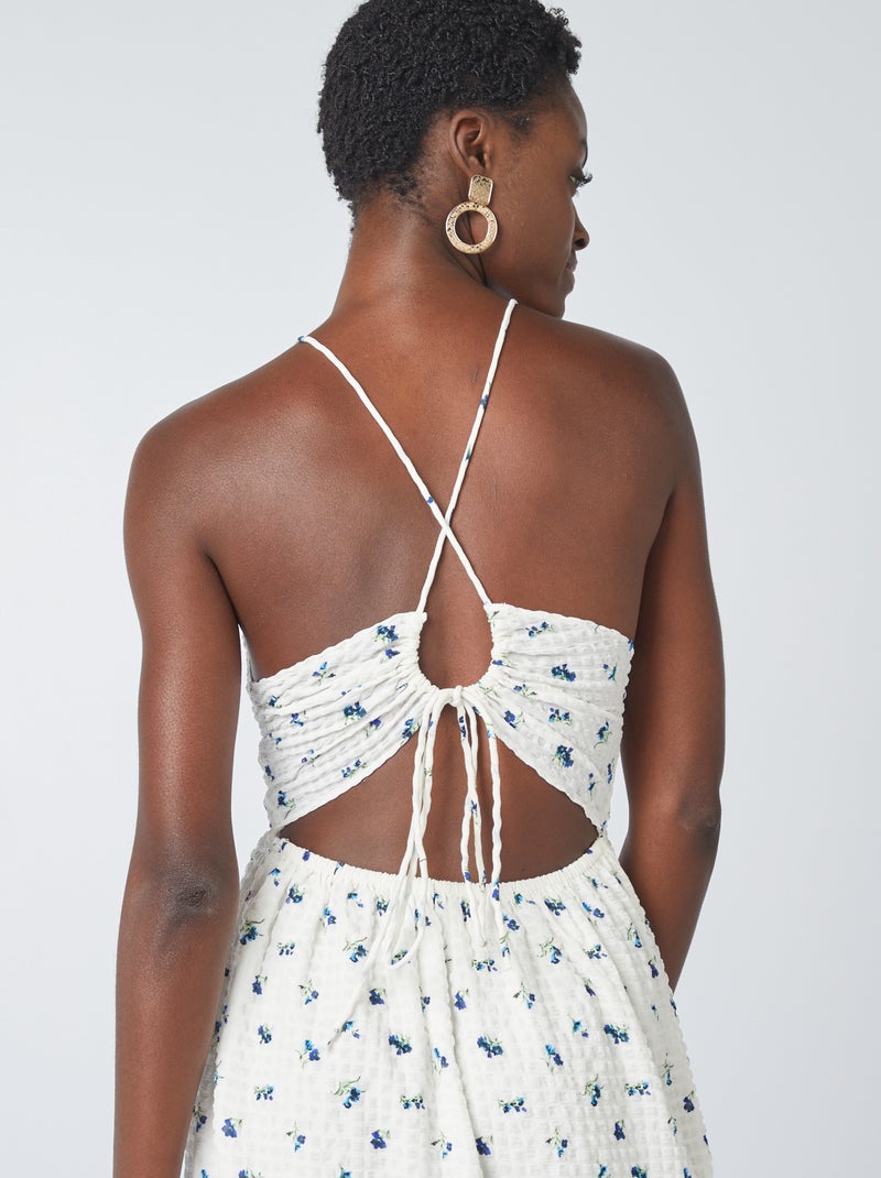 Vestido largo de tirantes finos estampado BLANCO - Kiabi