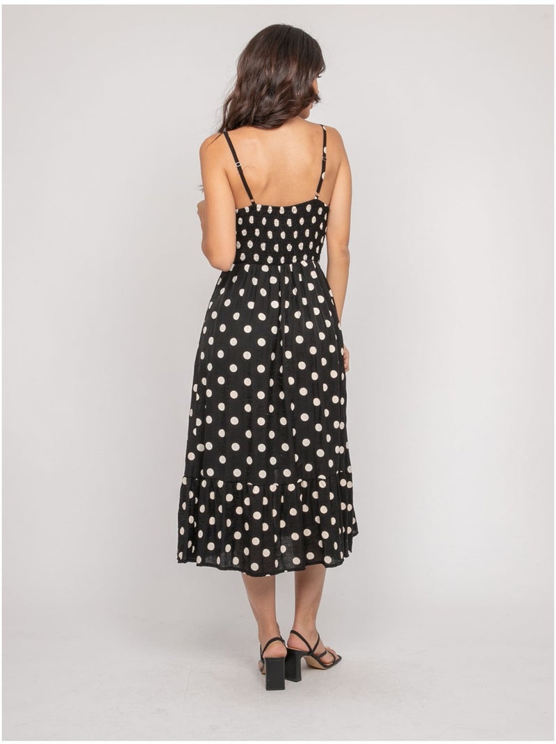 Vestido largo de tirantes finos estampado ILOMIA Negro - Kiabi