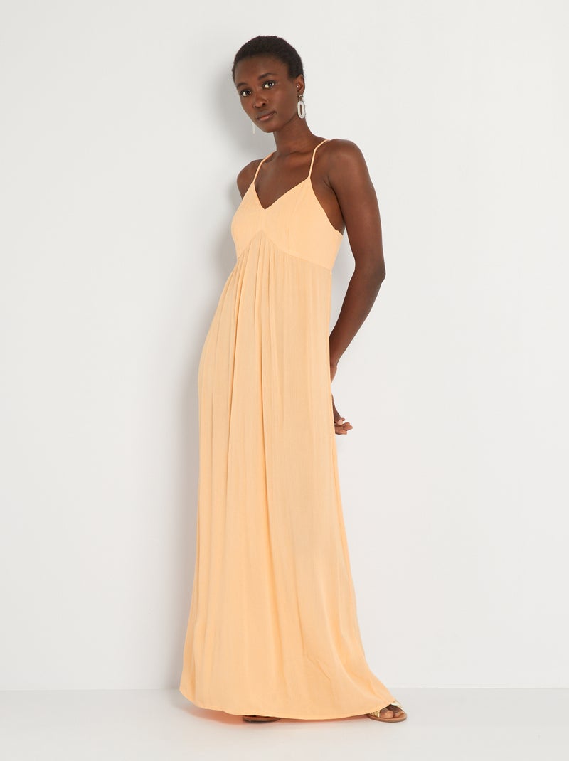 Vestido largo de tirantes finos NARANJA - Kiabi