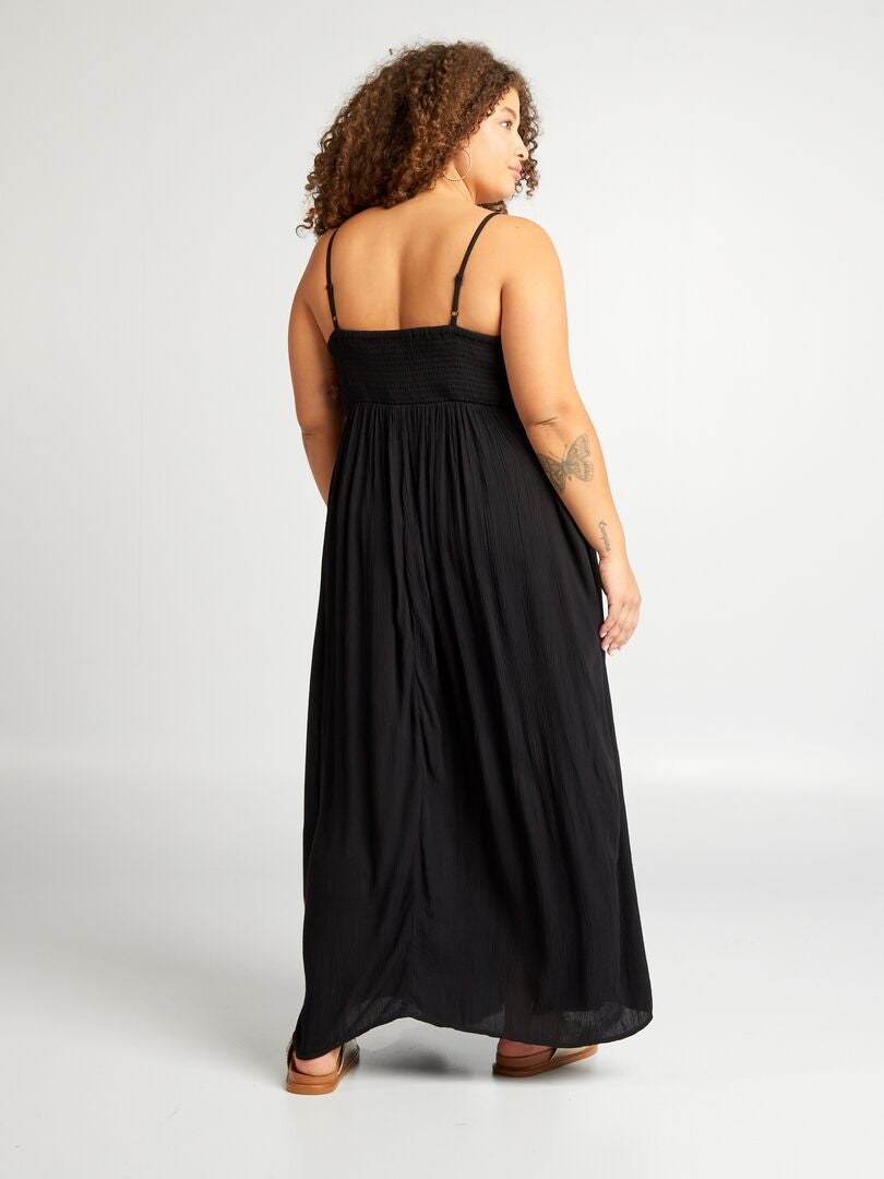 Vestidos largos de chiffon con tirantes finos y escote en V Rosa Polvoriento Tallas Grandes