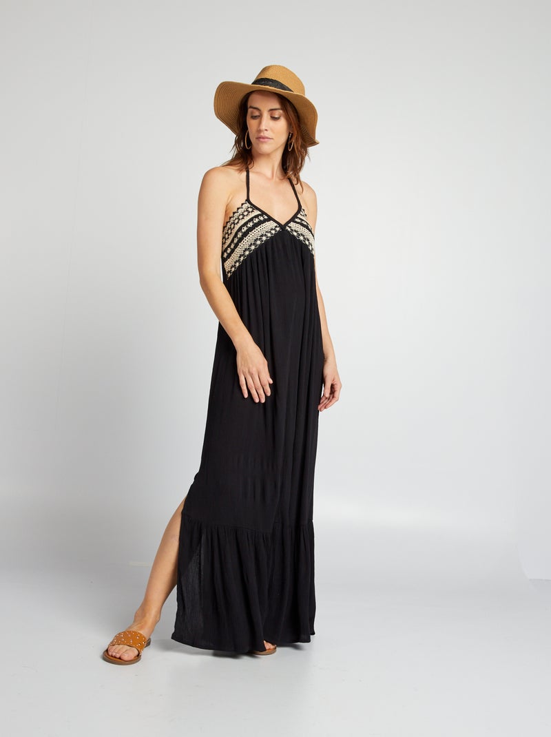 Vestido largo de tirantes finos NEGRO - Kiabi
