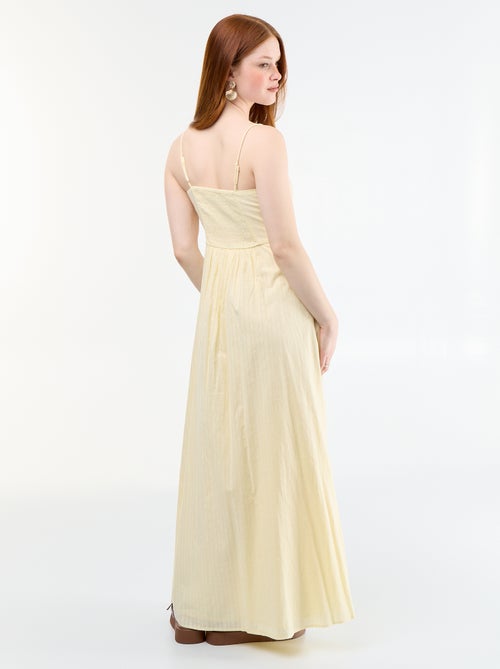 Vestido largo de tirantes finos y bordados - Kiabi