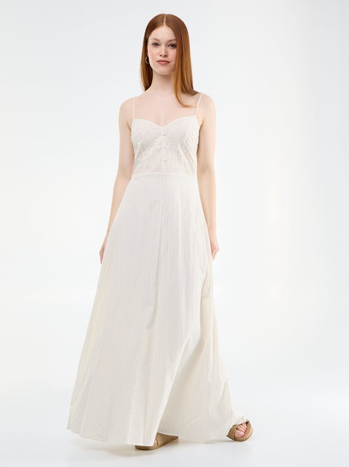 Vestido largo de tirantes finos y bordados - Kiabi