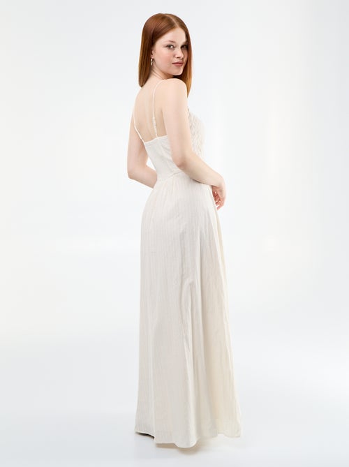 Vestido largo de tirantes finos y bordados - Kiabi