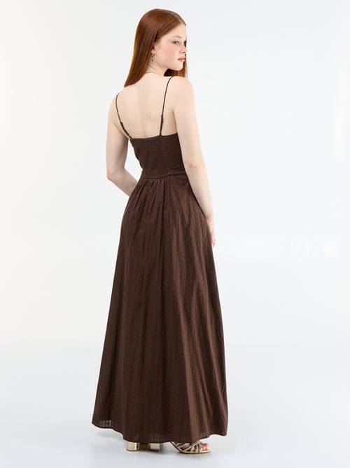 Vestido largo de tirantes finos y bordados - Kiabi
