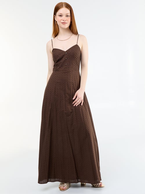 Vestido largo de tirantes finos y bordados - Kiabi