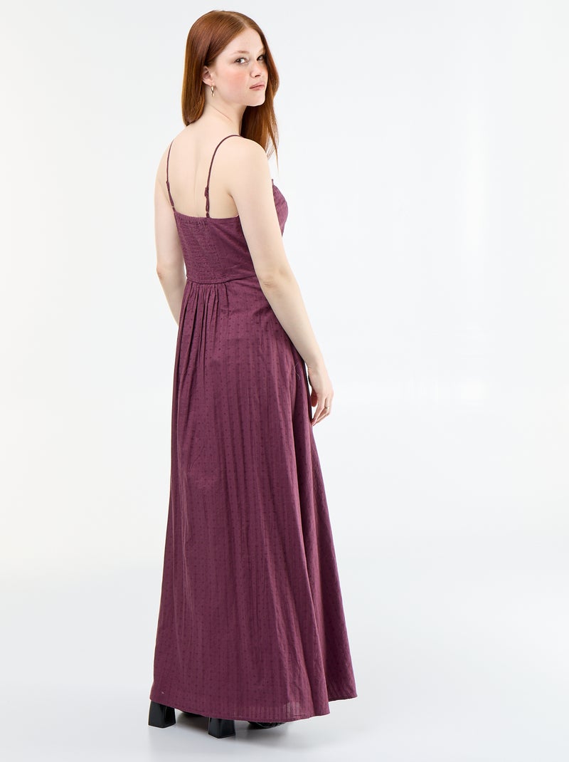 Vestido largo de tirantes finos y bordados Purpura - Kiabi