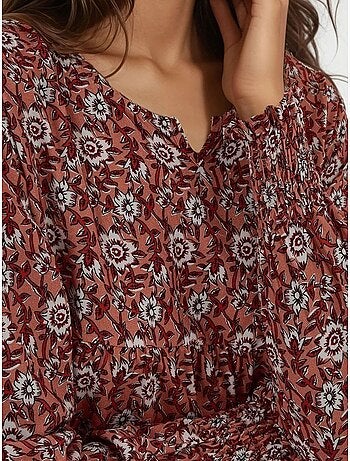 Vestido largo de viscosa con cuello redondo estampado hiccup