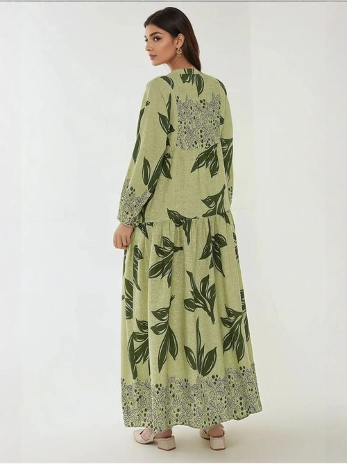 Vestido largo de viscosa con manga larga estampado hiccup - Kiabi Vestido largo de viscosa con manga larga estampado hiccup - Kiabi