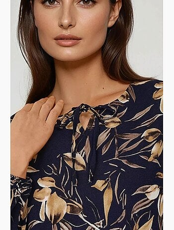 Vestido largo de viscosa con manga larga y estampado floral hiccup