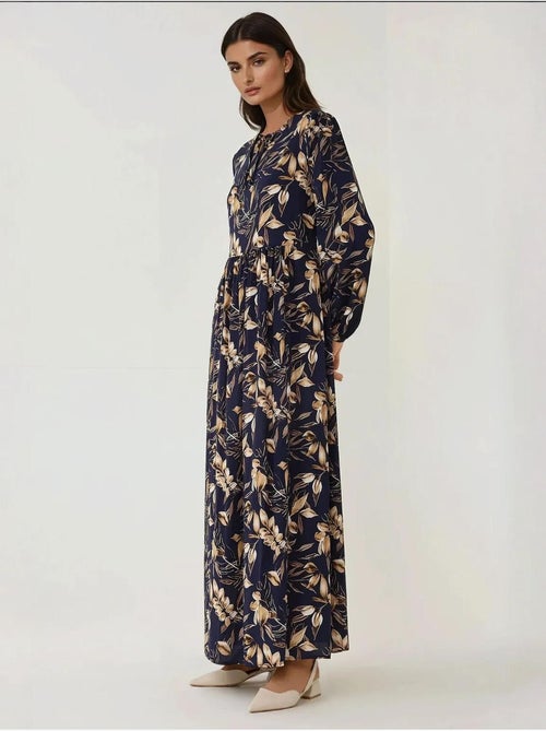 Vestido largo de viscosa con manga larga y estampado floral hiccup - Kiabi Vestido largo de viscosa con manga larga y estampado floral hiccup - Kiabi